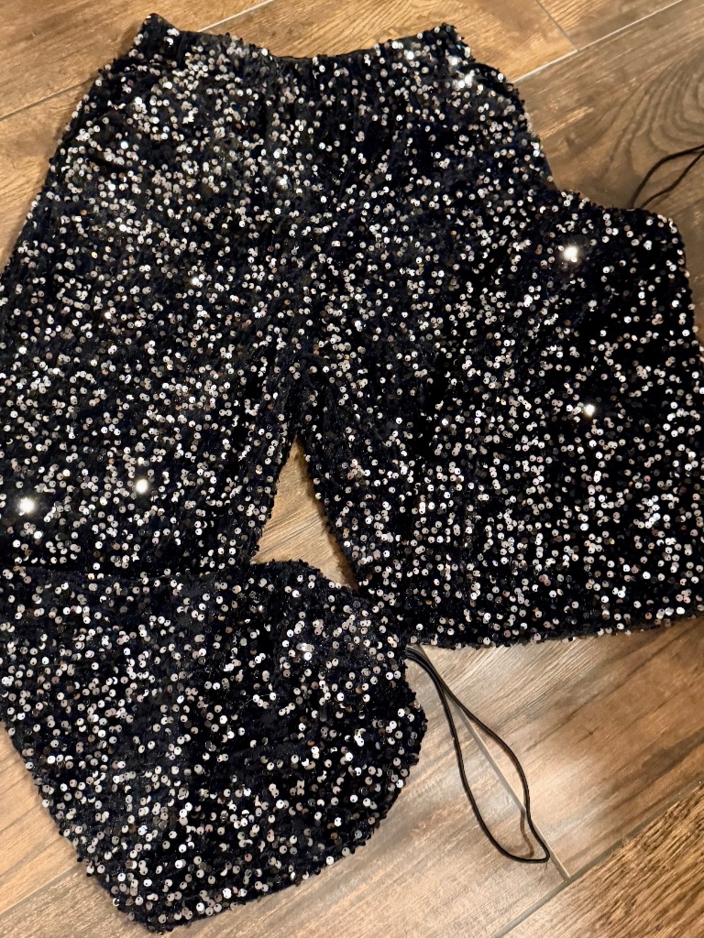 SEQUIN BLACK HOLIDAY PANTS